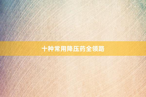 十种常用降压药全领路